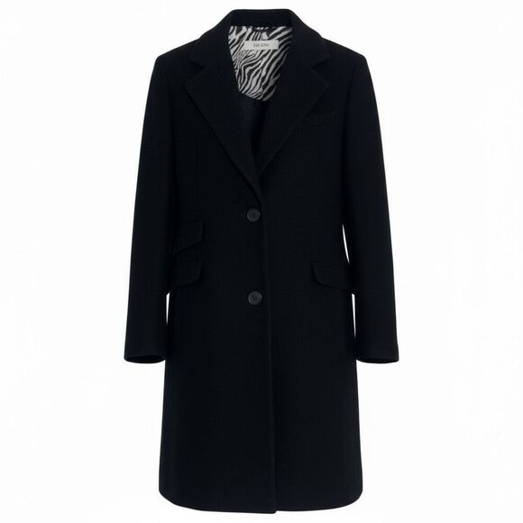 Nine West Wool Blend Single Breasted Long Sleeve Coat Jacket Black Size Large - Picture 1 of 8